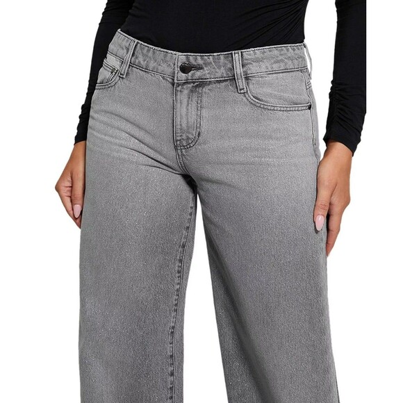 Guess Women's Mid-Rise Sexy Palazzo Shimmer Gray Jeans 25W x 30L - NEW - Picture 4 of 12